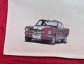 Mantel individual modelo clasico de los 60s, reverso rojo.